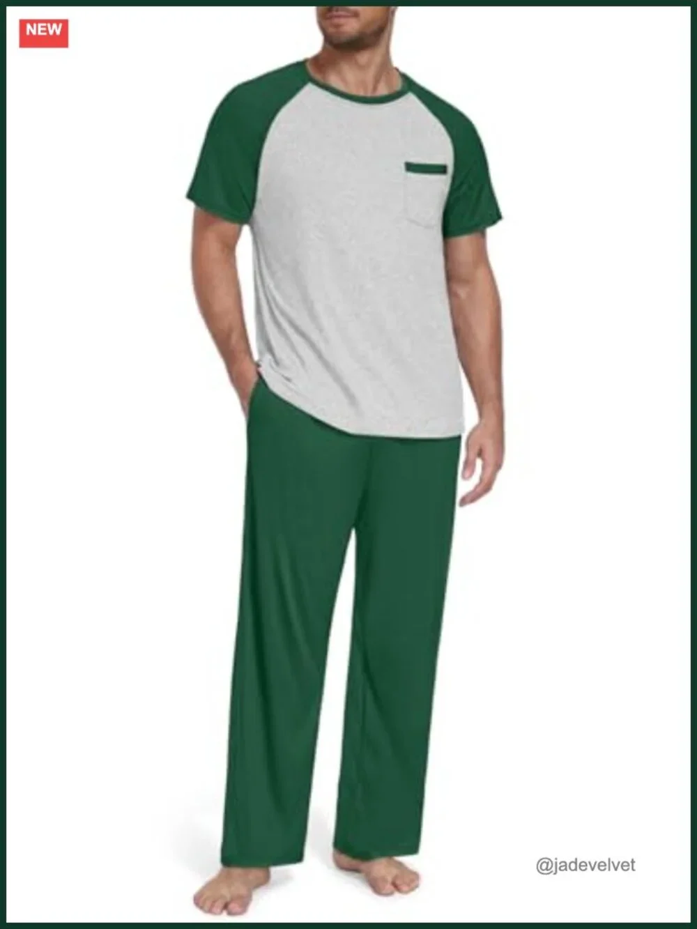 Short Sleeve Pajama Set with Pocket - Lightweight Sleepwear for Men